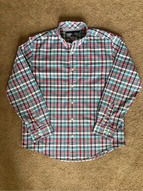 Tommy Hilfiger 100% Cotton Men’s Long Sleeve Check Print Button Down